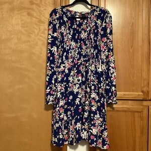 Sonoma Maternity dress, blue floral, long sleeved, size XL, NWT